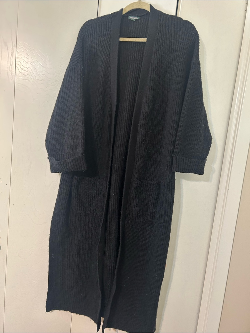 wild fable Long Black Open-Front Knit Cardigan